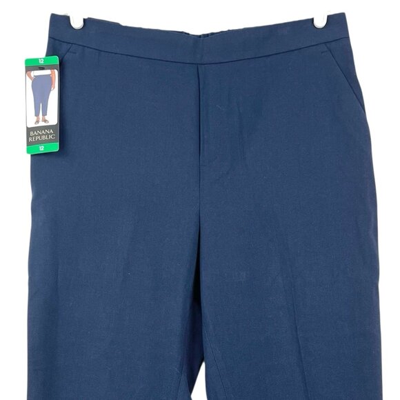 Banana Republic Women's Pull-on Tapered Stretch Blue Pants Size 12 High Rise NWT - Picture 3 of 15
